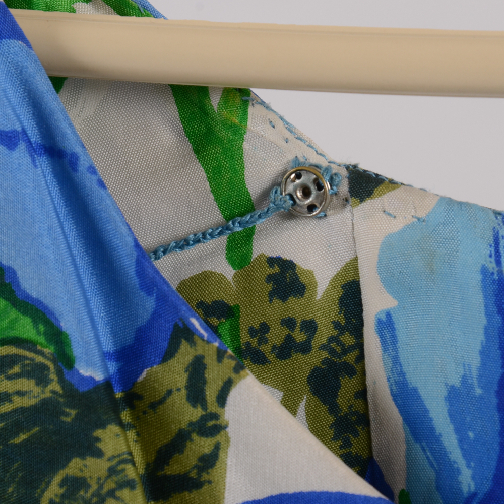 1950s Vintage Gidding's Silk Floral Print Sleeveless Dress