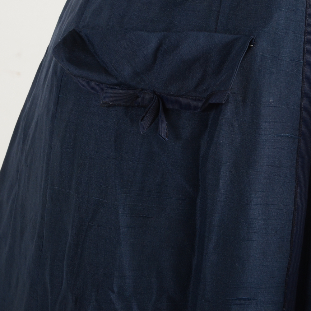 1940s Vintage Bonwitt Teller Navy Raw Silk Dress