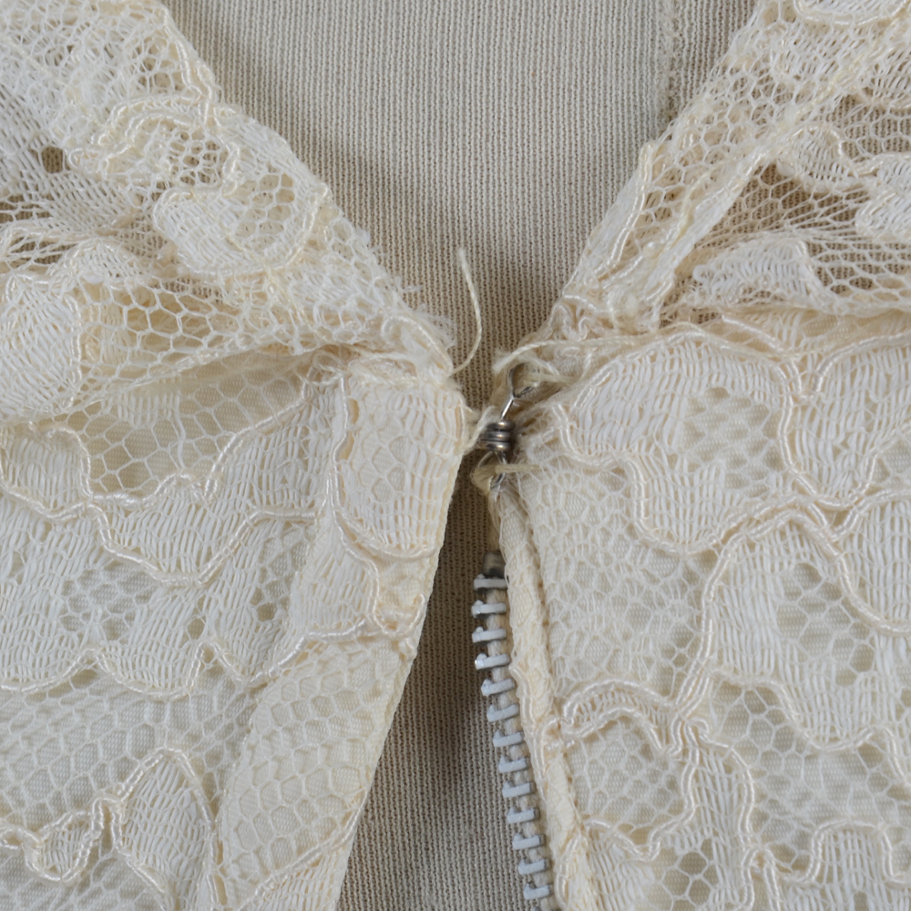 1960s Vintage Sleeveless Lace Formal Dress with Pink Satin Bow