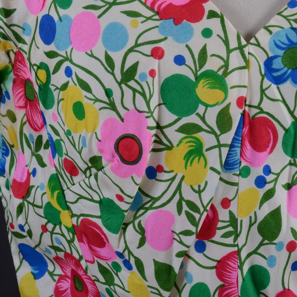 1950s Vintage Gidding's Silk Floral Print Dress