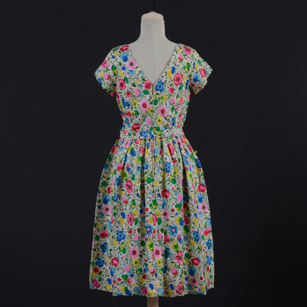 1950s Vintage Gidding's Silk Floral Print Dress