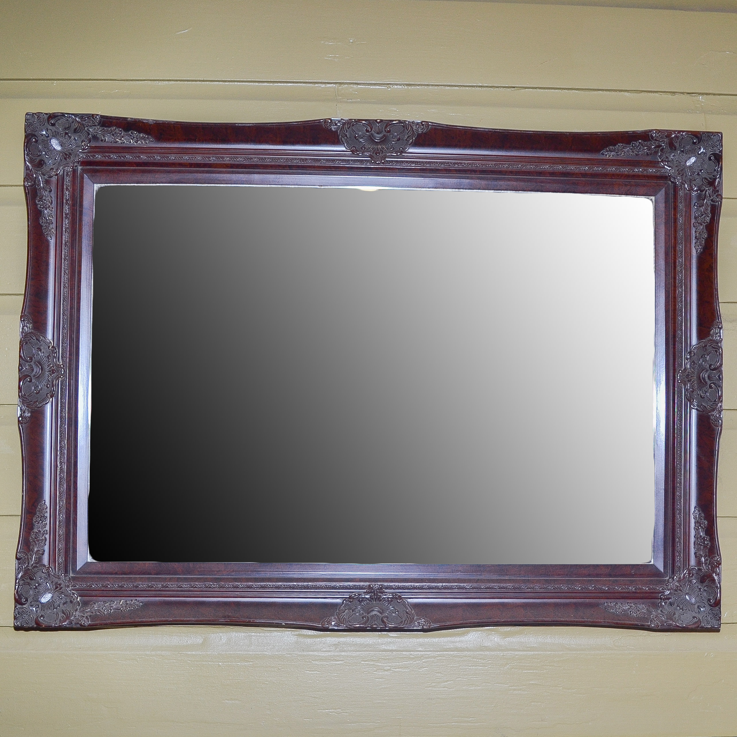 Contemporary Framed Mirror with Burled Finish