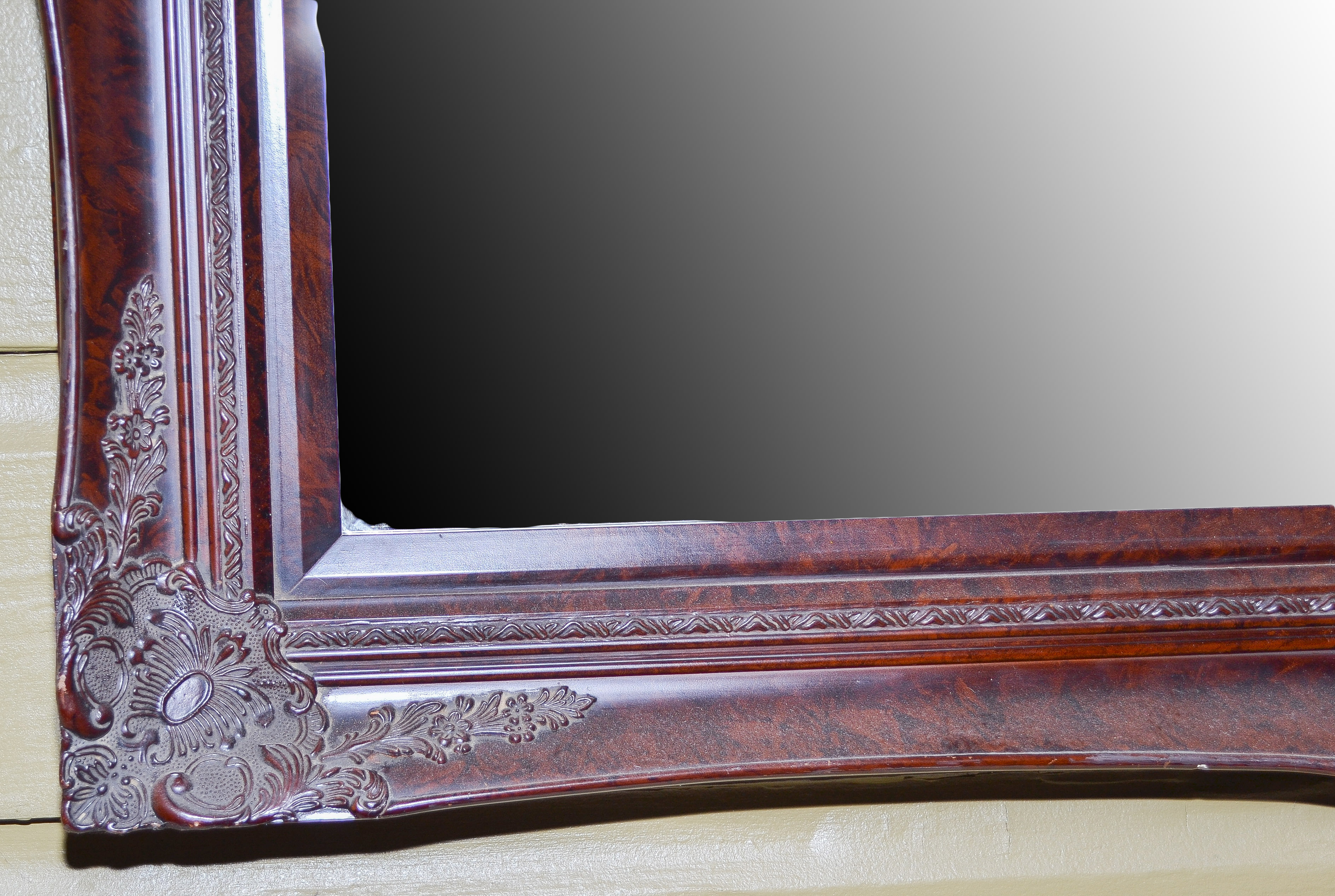 Contemporary Framed Mirror with Burled Finish