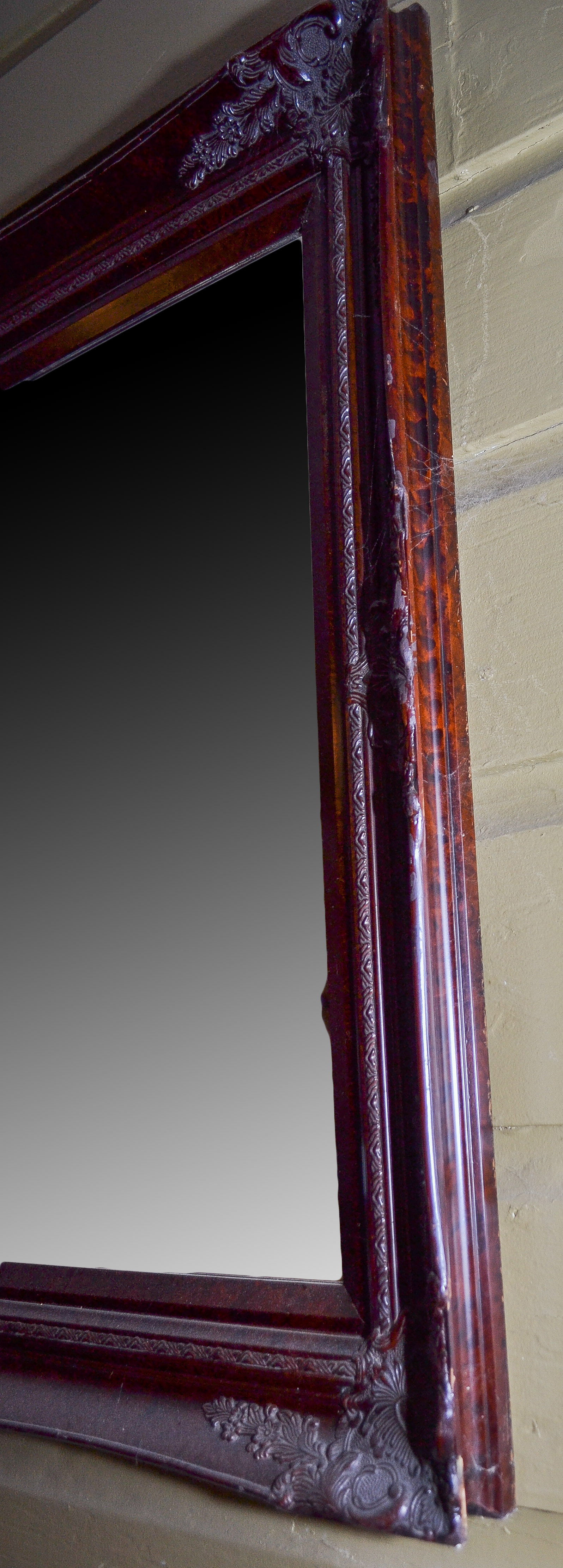 Contemporary Framed Mirror with Burled Finish