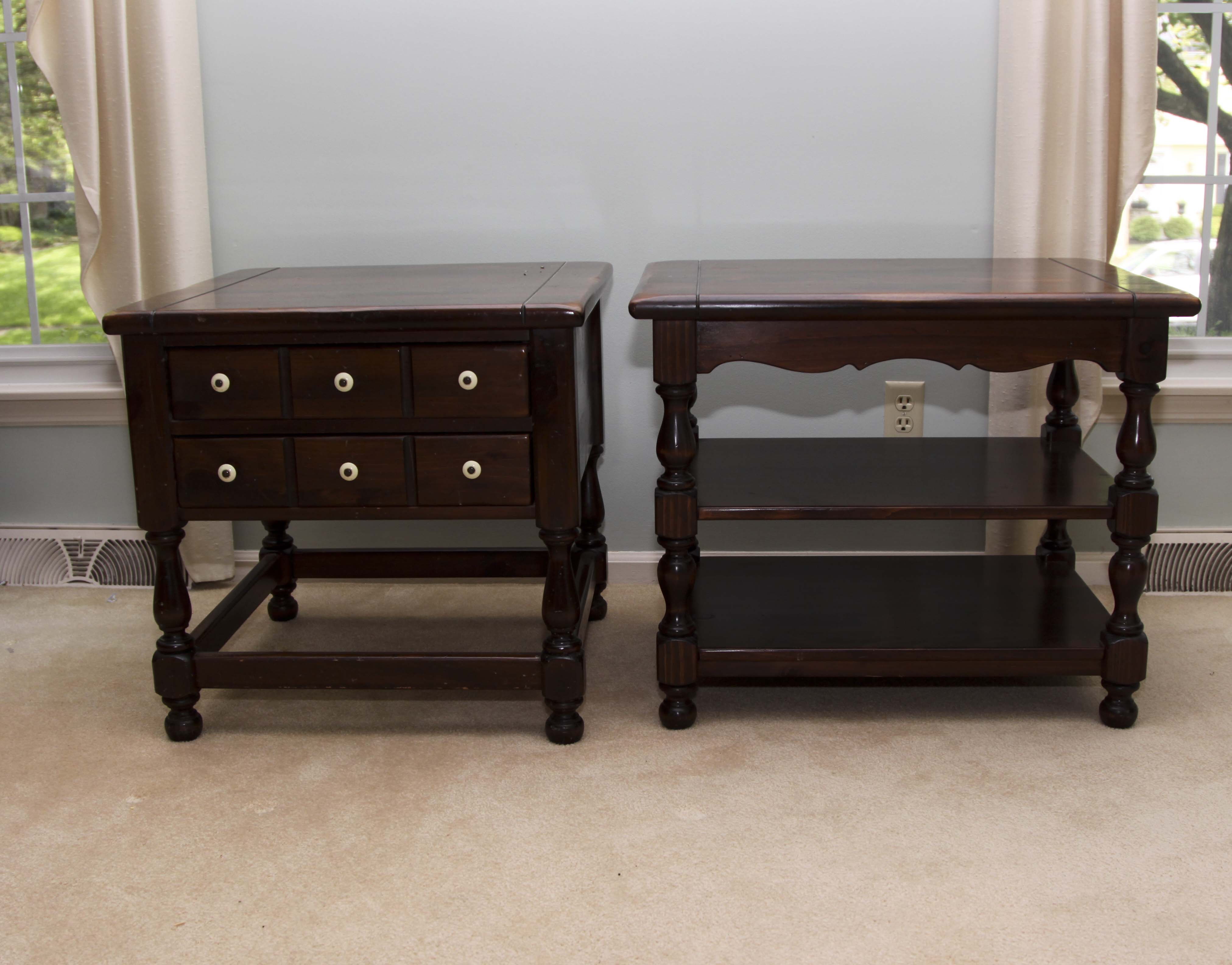 Pair of Vintage Ethan Allen End Tables 'Old Tavern Collection'