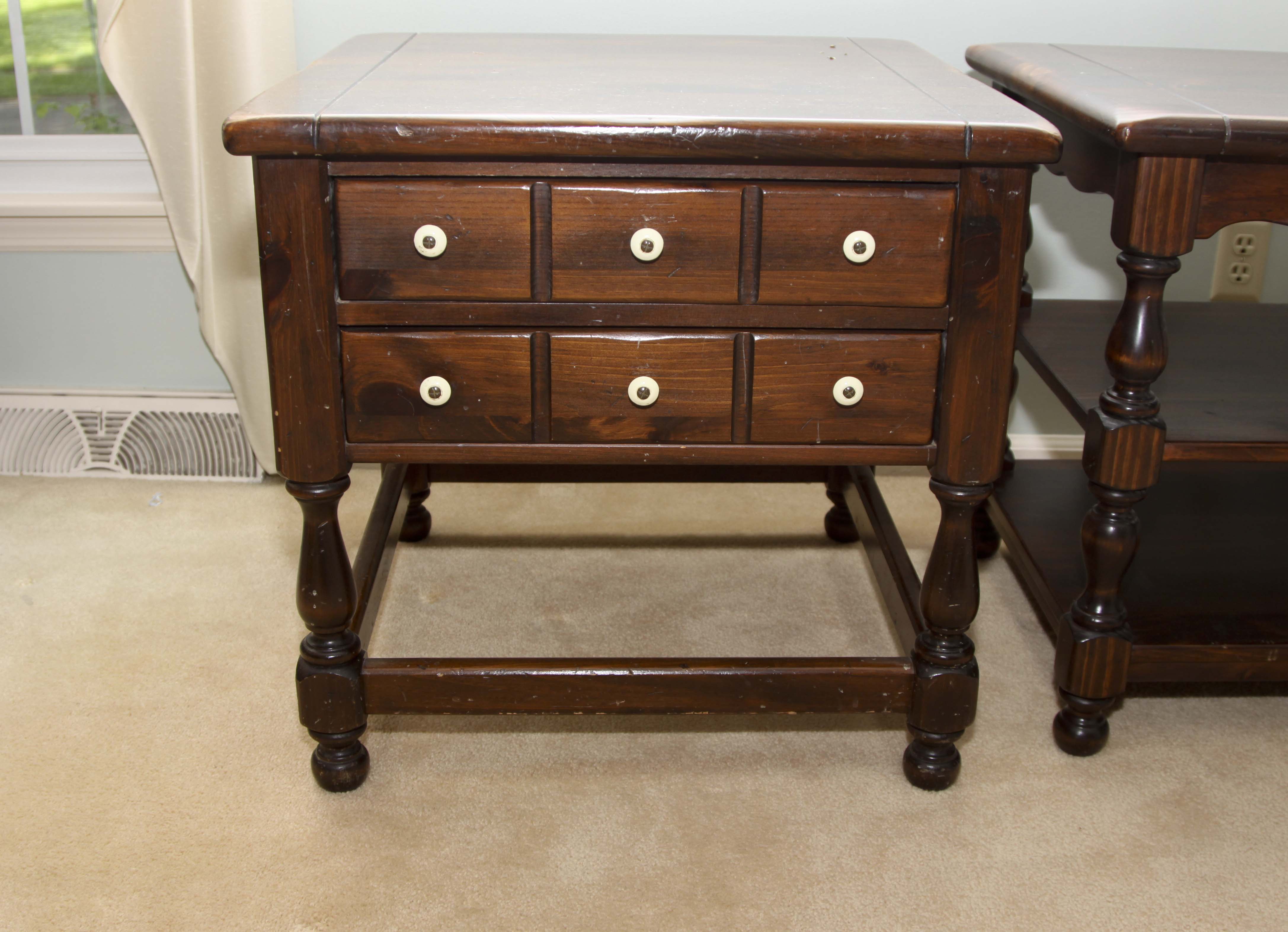 Pair of Vintage Ethan Allen End Tables 'Old Tavern Collection'
