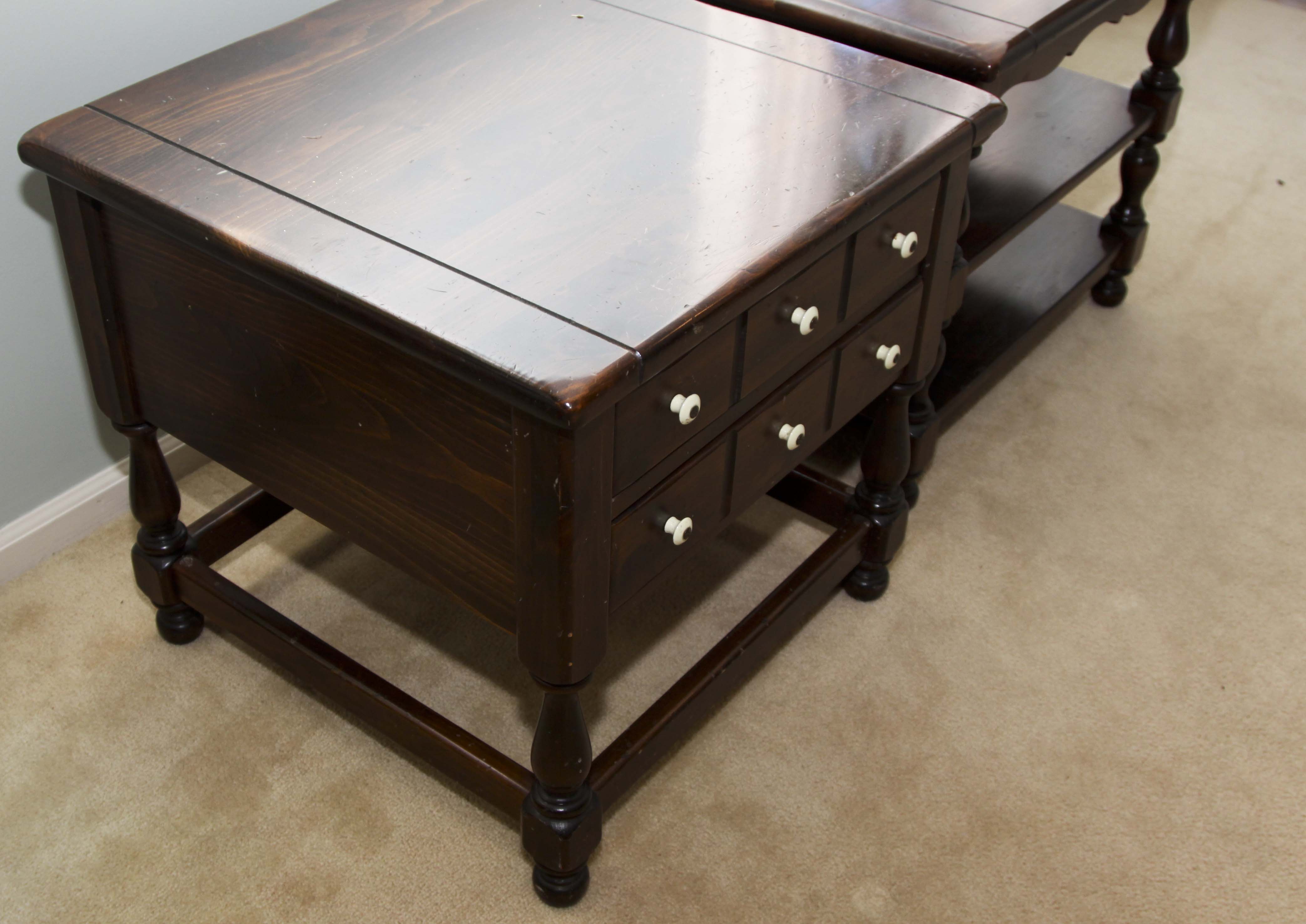 Pair of Vintage Ethan Allen End Tables 'Old Tavern Collection'