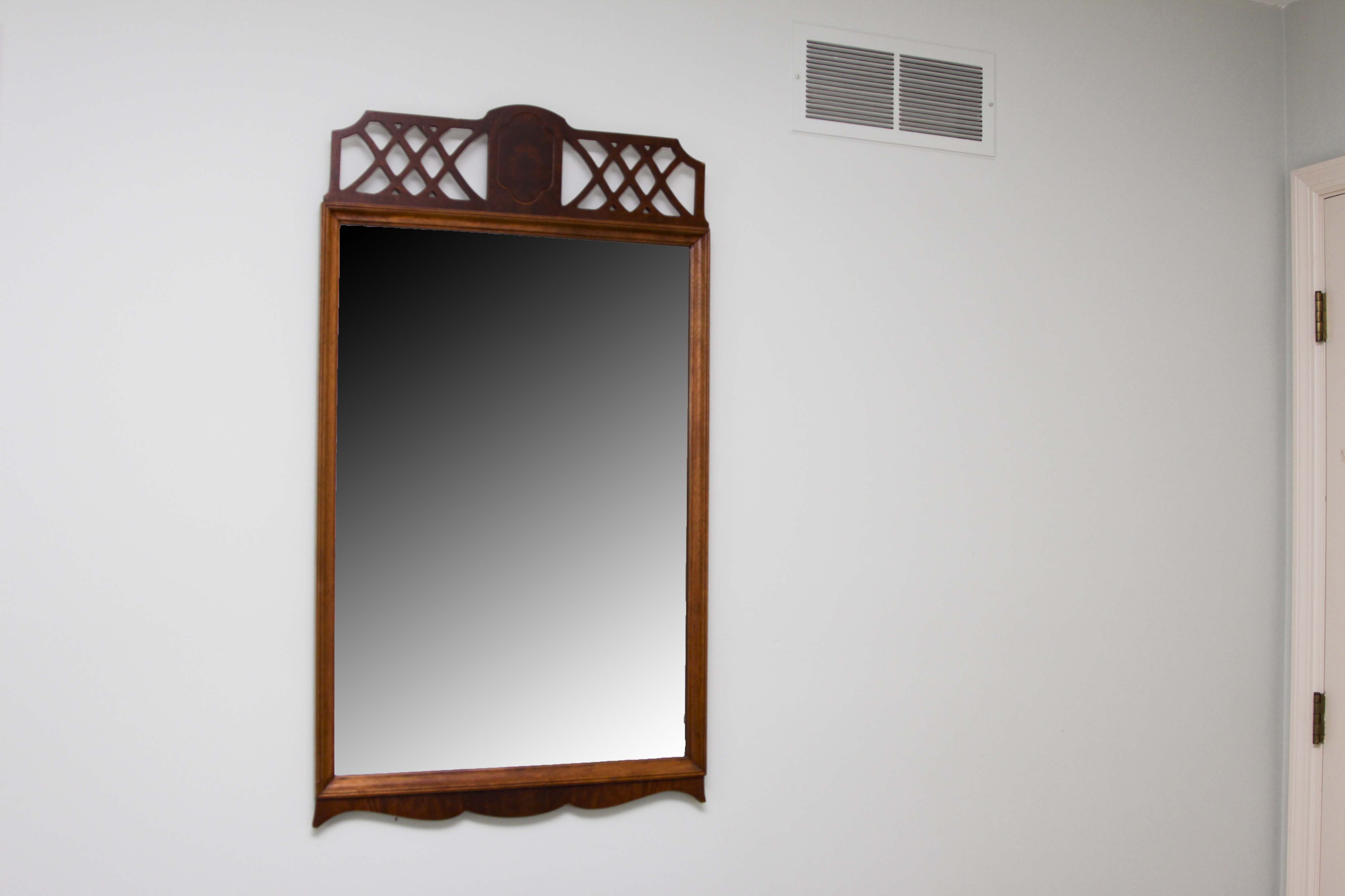 Wood Nighsttand and Wall Mirror