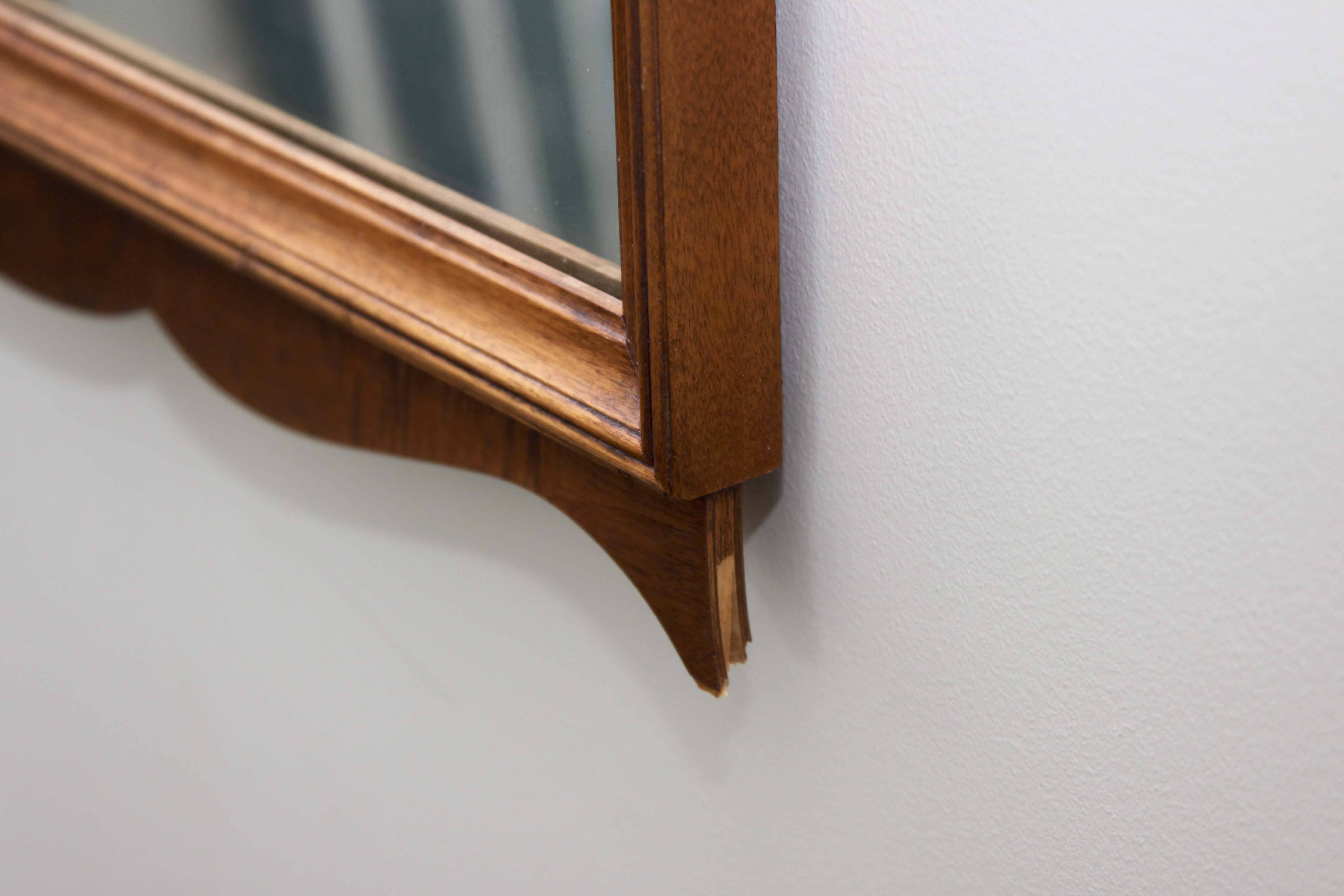 Wood Nighsttand and Wall Mirror