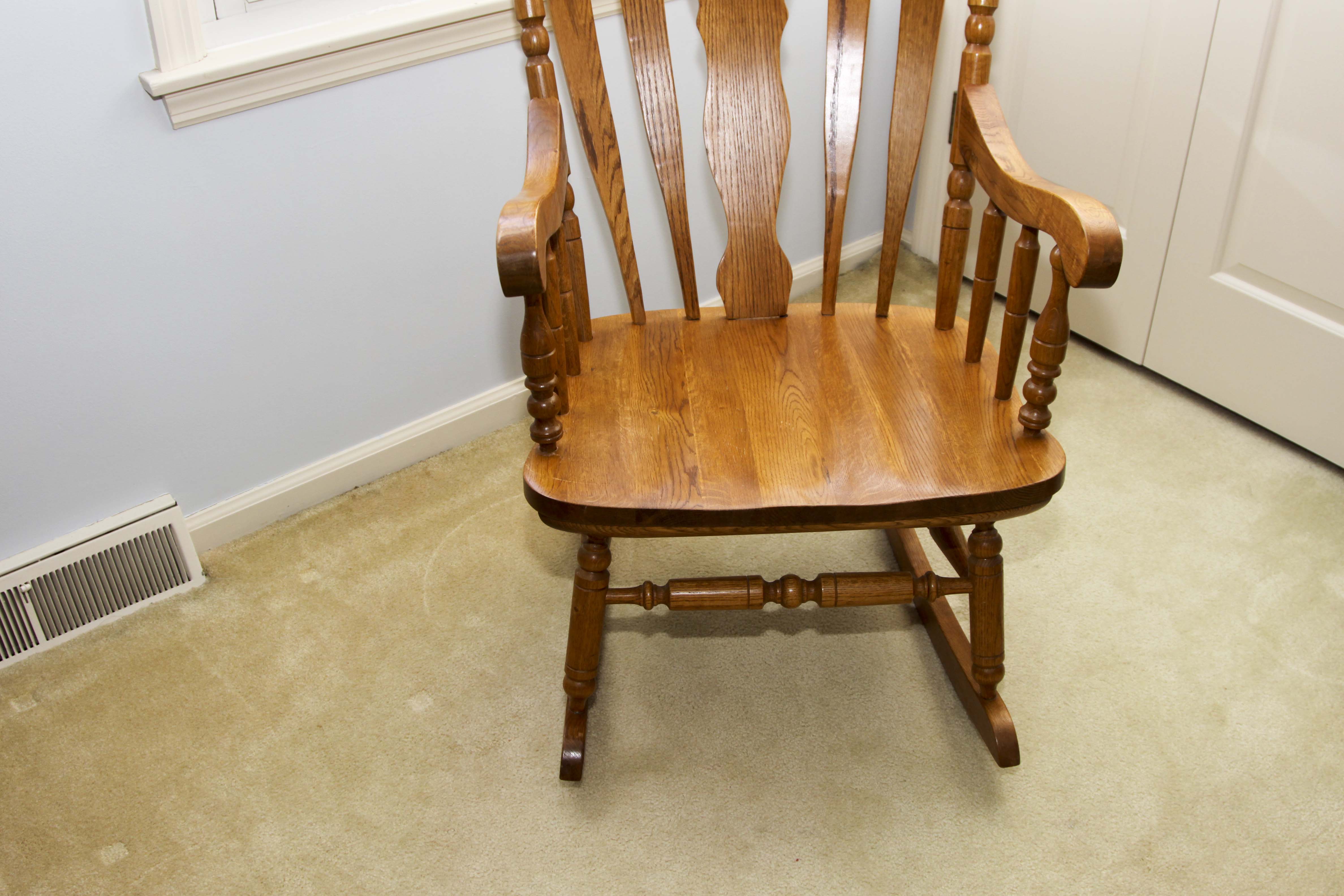 Carved Oak Wood  Rocking Chair