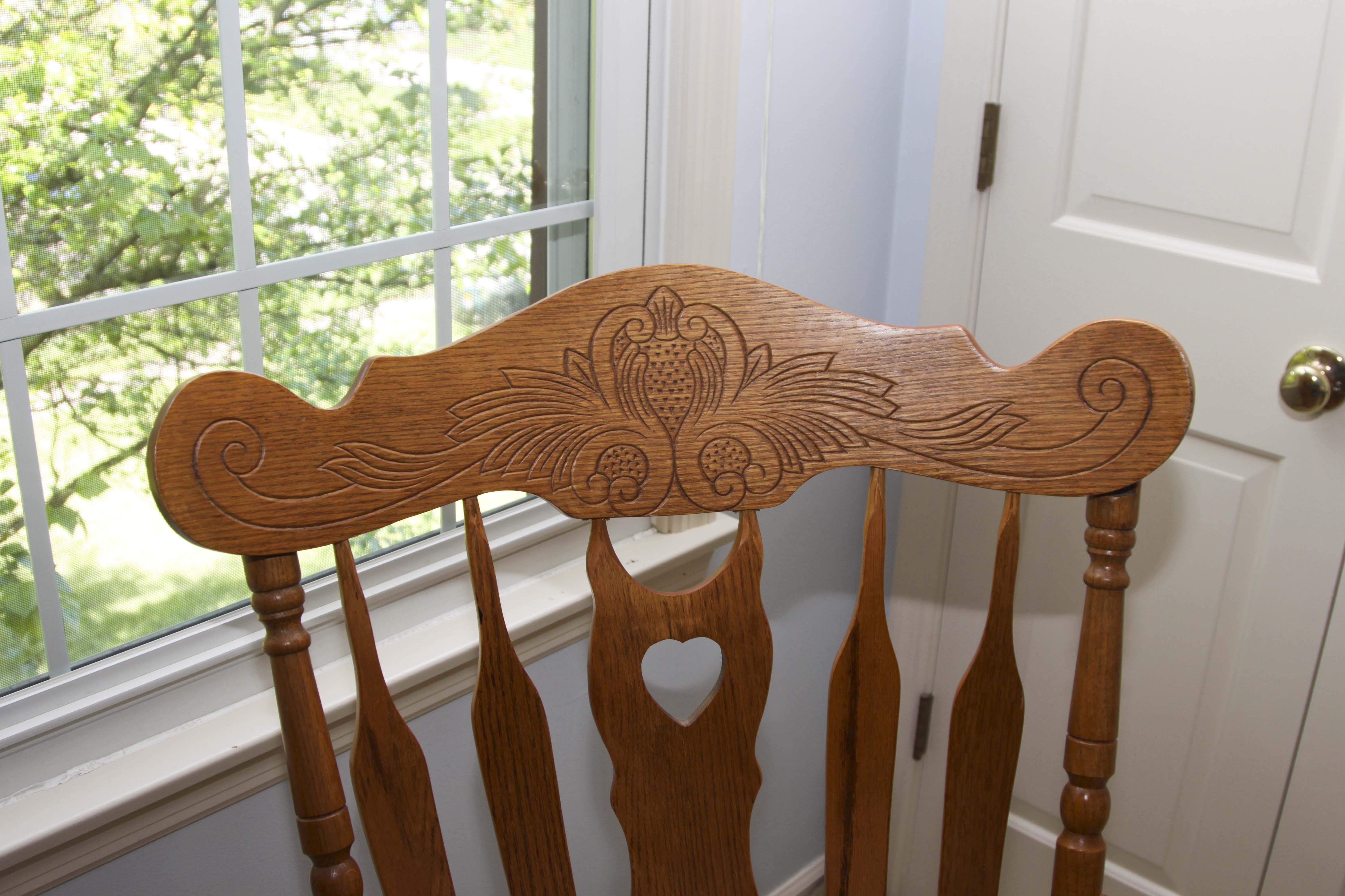 Carved Oak Wood  Rocking Chair