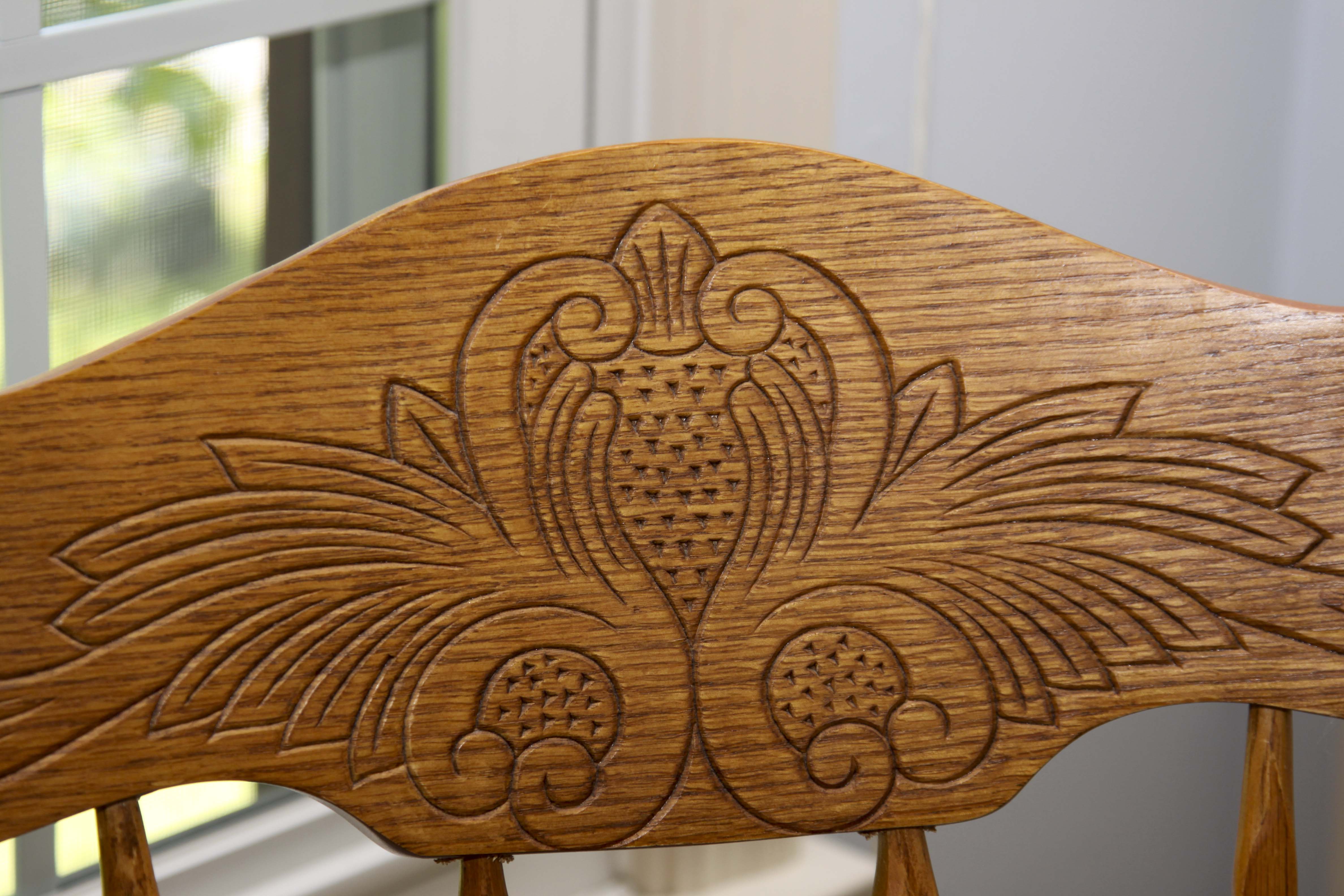 Carved Oak Wood  Rocking Chair