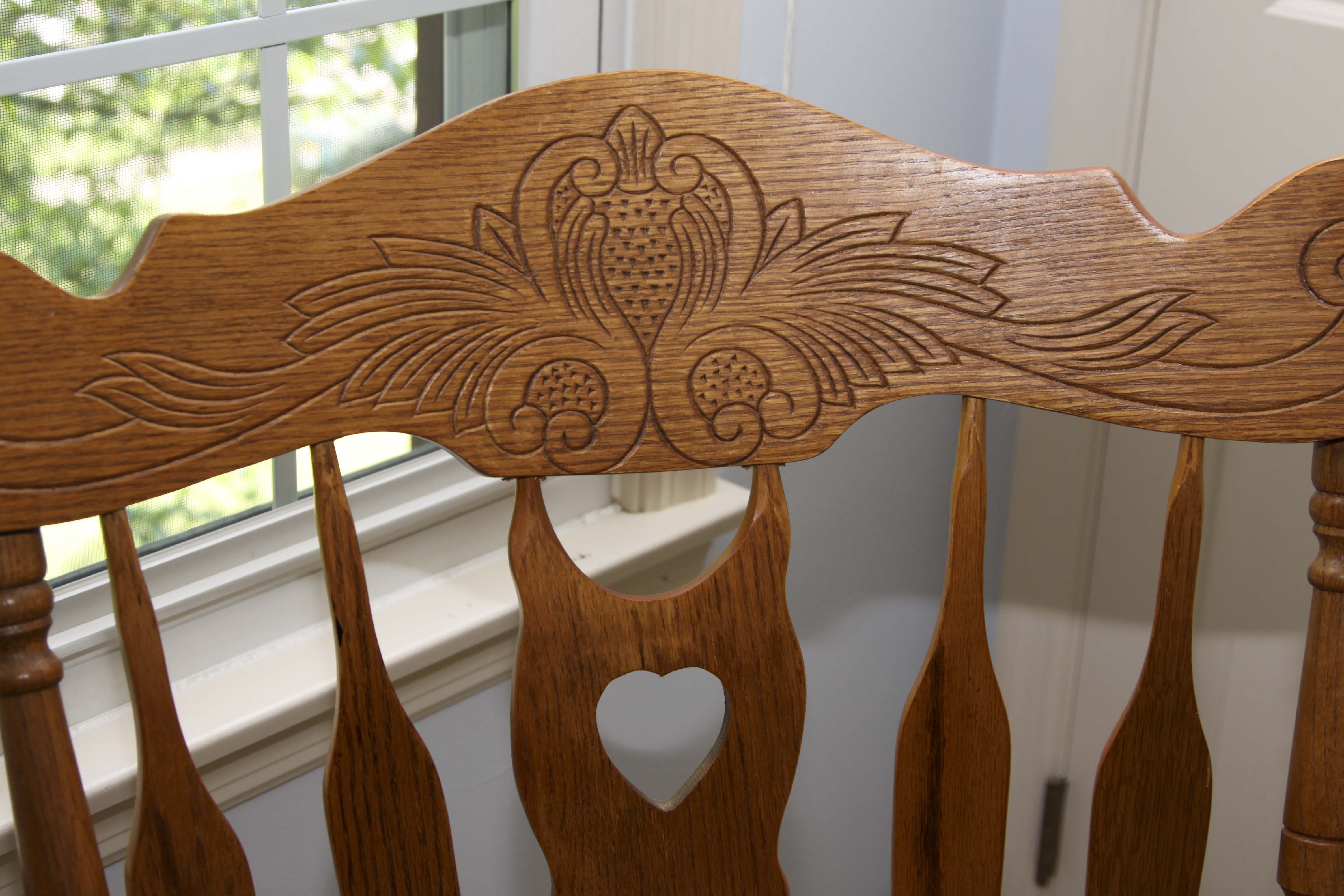 Carved Oak Wood  Rocking Chair