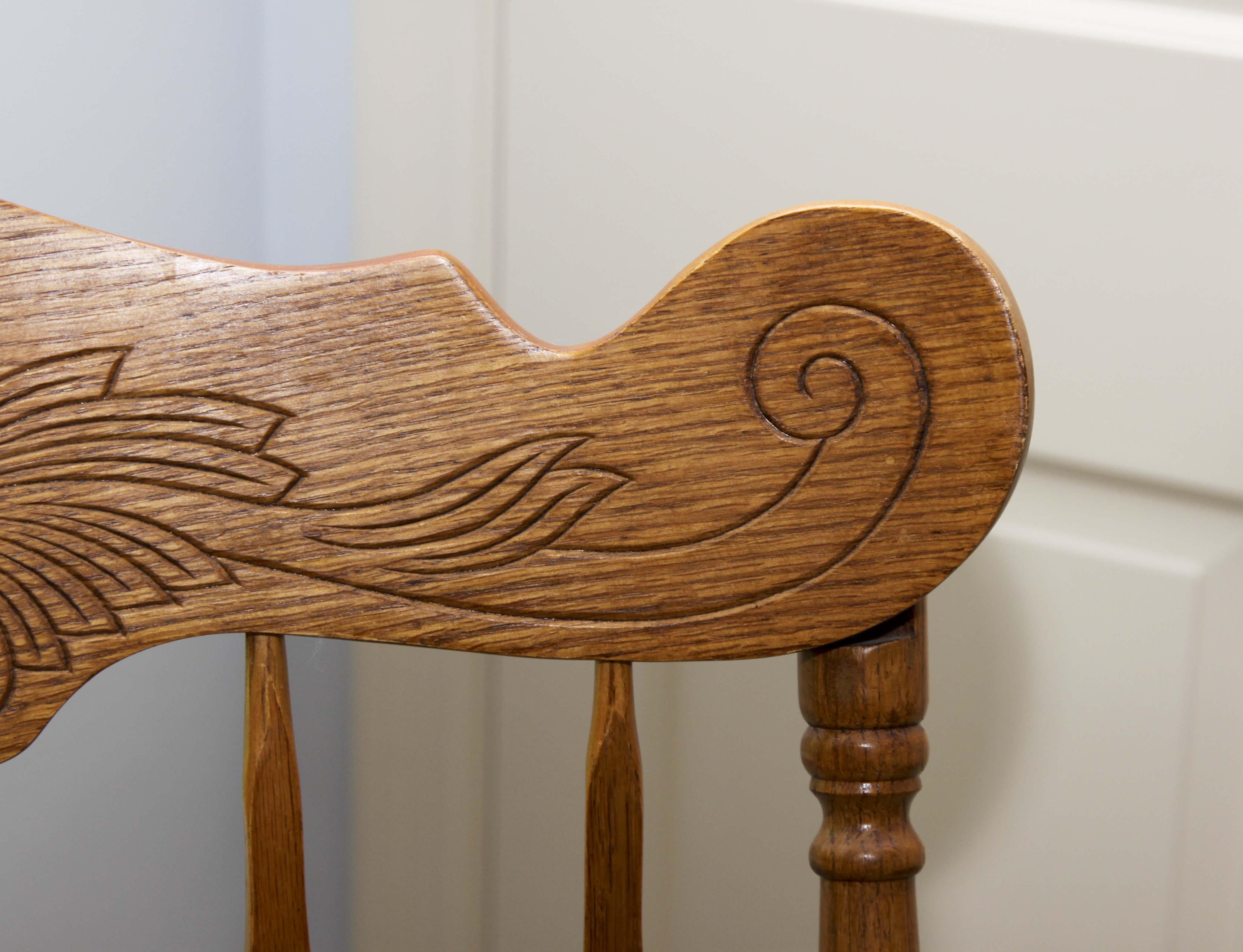 Carved Oak Wood  Rocking Chair
