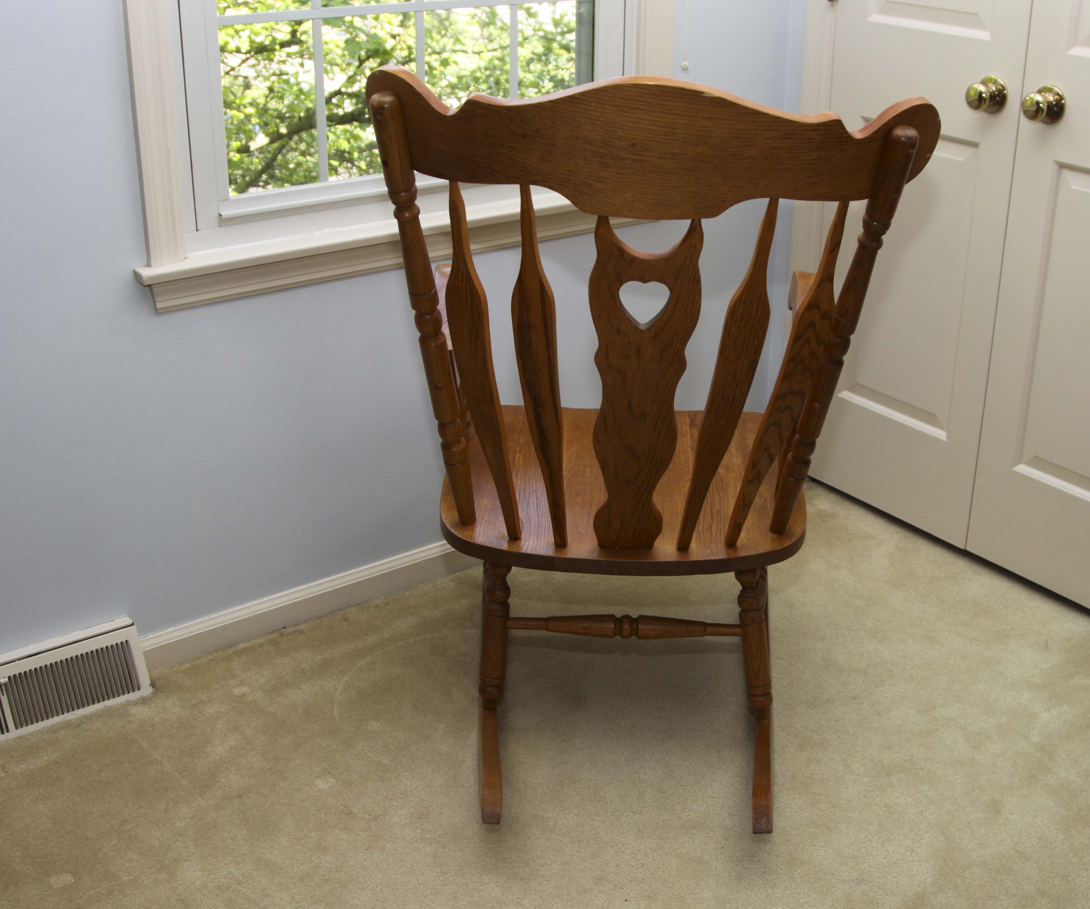 Carved Oak Wood  Rocking Chair