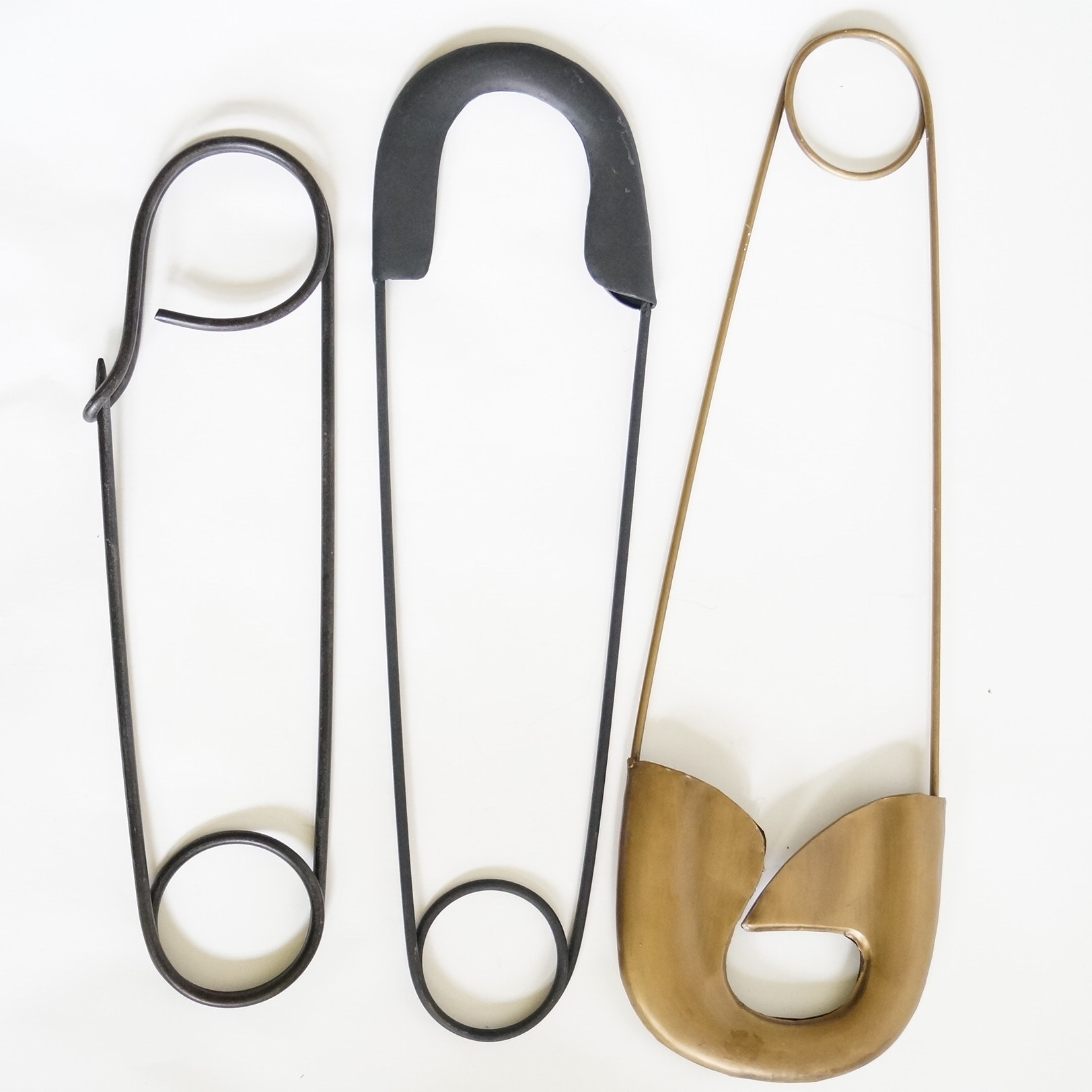 Trio of Large Metal Safety Pins