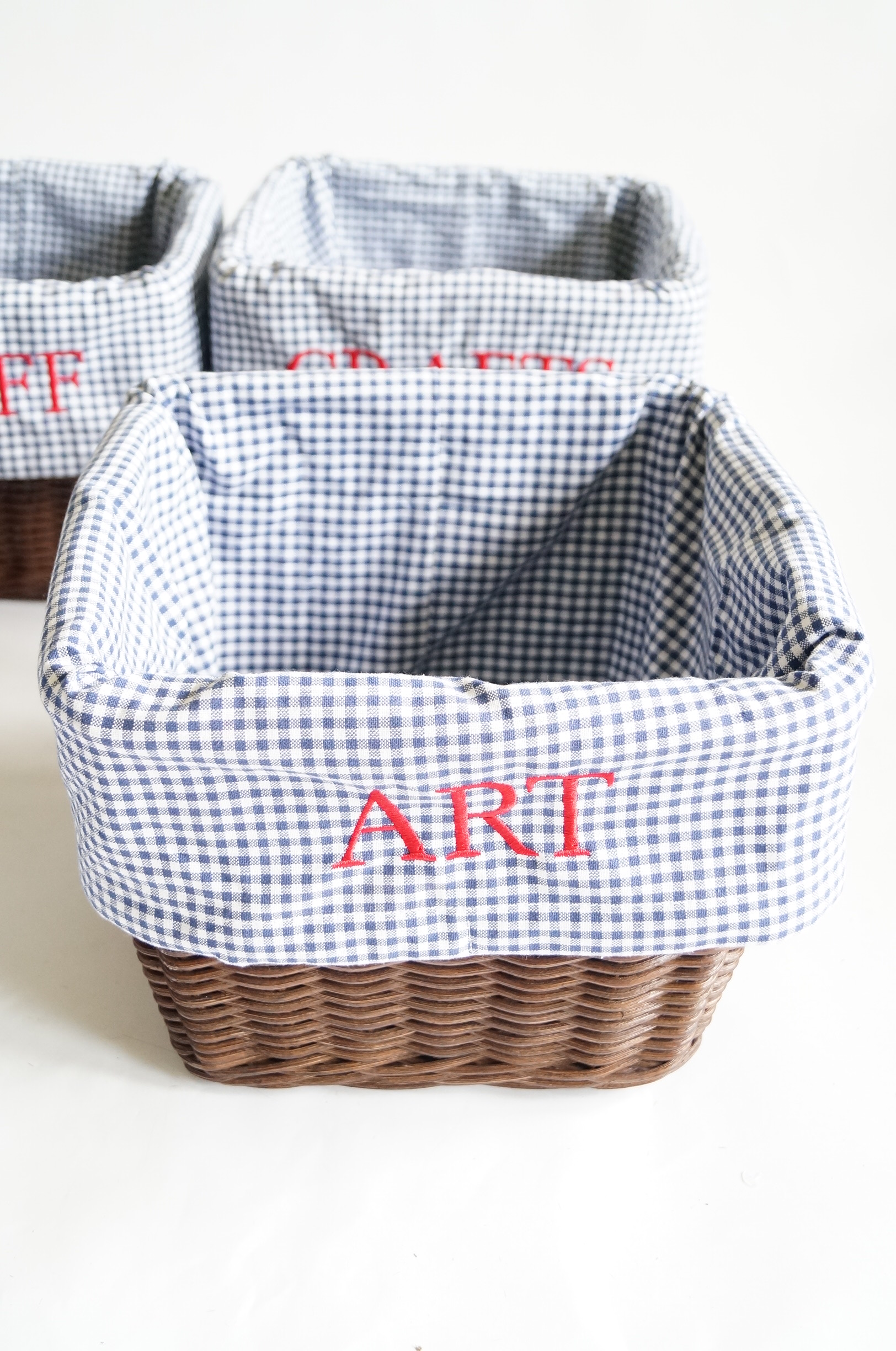 Baskets and Gingham Containers
