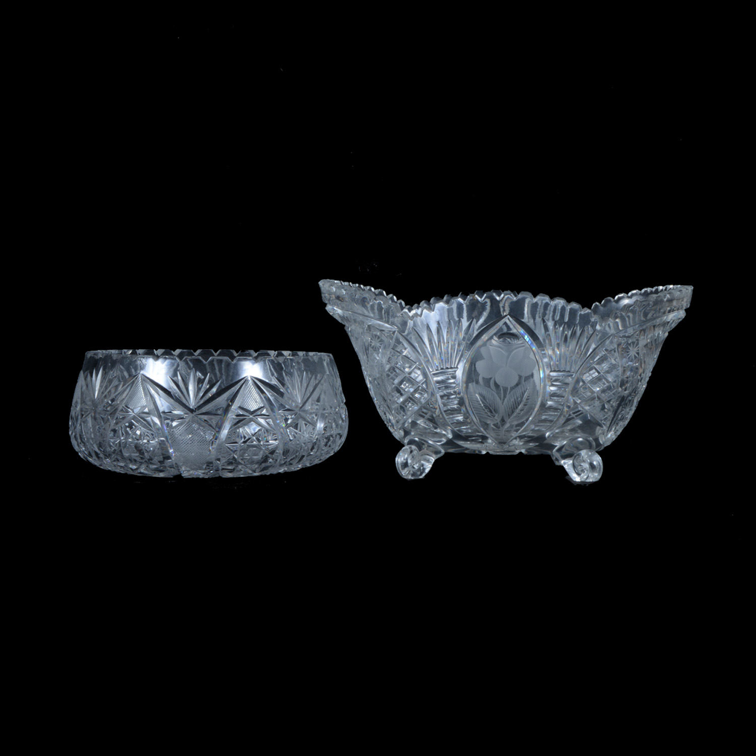 Pair of Brilliant Cut Crystal Bowls