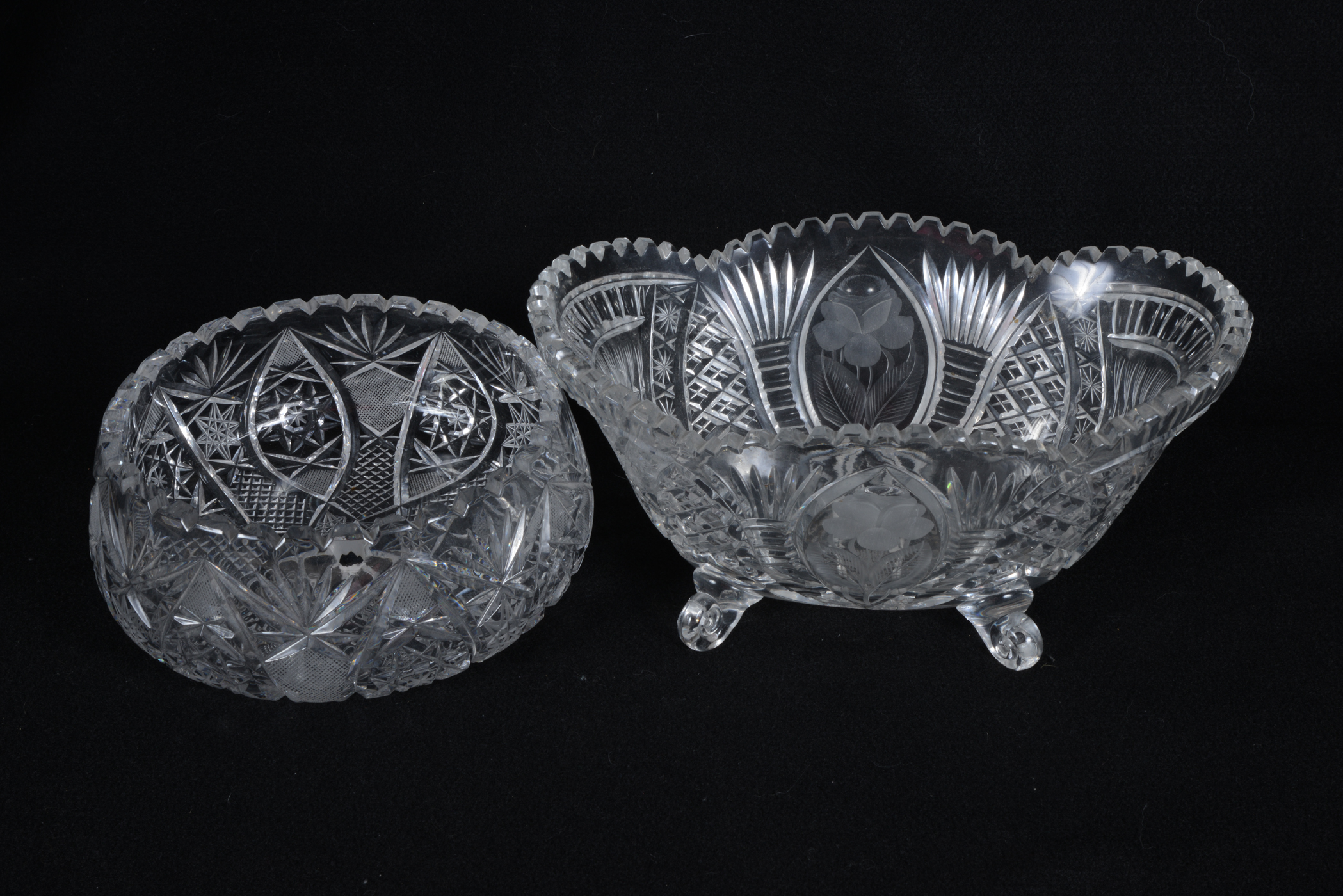 Pair of Brilliant Cut Crystal Bowls