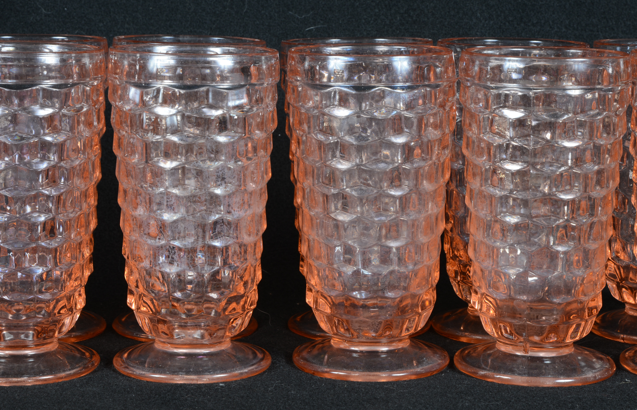 Pink Depression Glass Pitcher with Tumblers