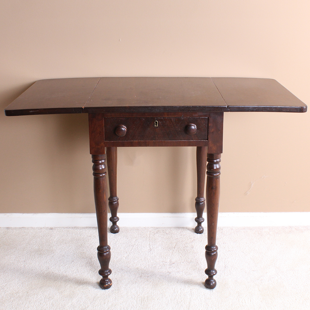 Antique Late Federal Cherry Drop Leaf Side Table