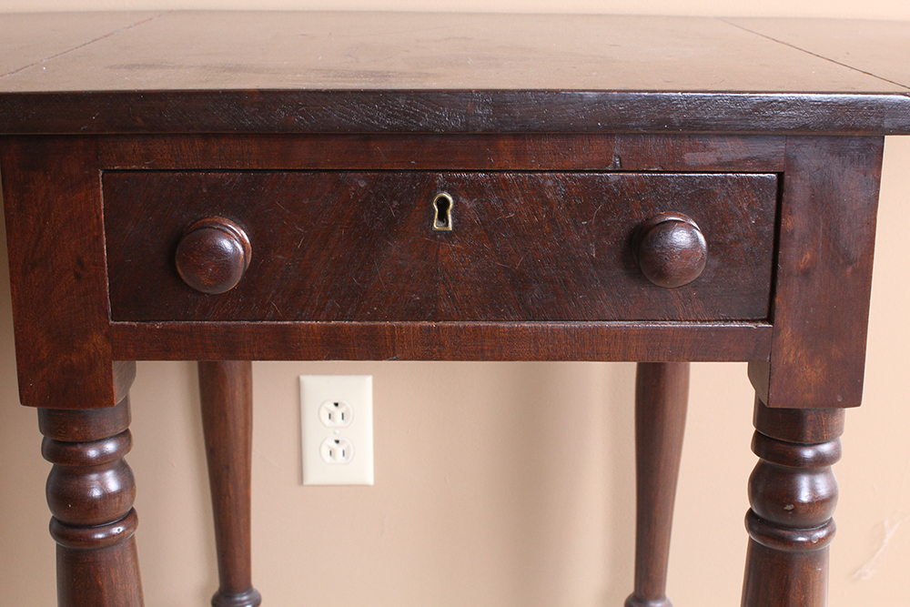Antique Late Federal Cherry Drop Leaf Side Table