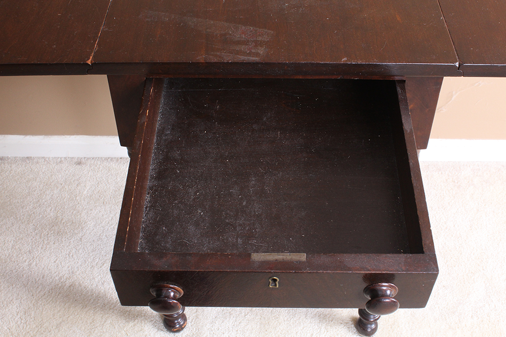 Antique Late Federal Cherry Drop Leaf Side Table