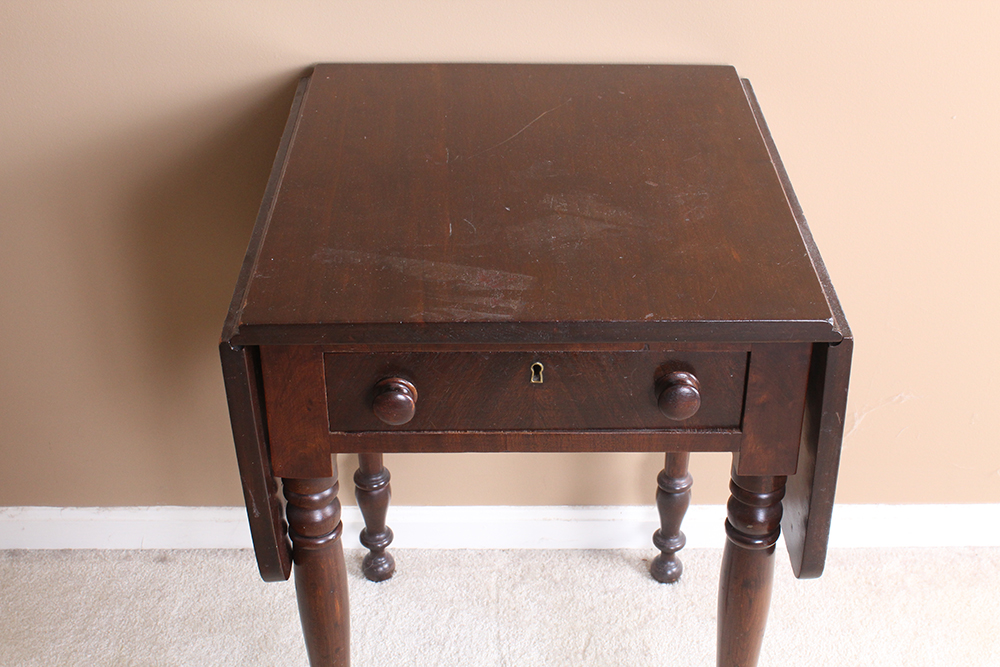 Antique Late Federal Cherry Drop Leaf Side Table