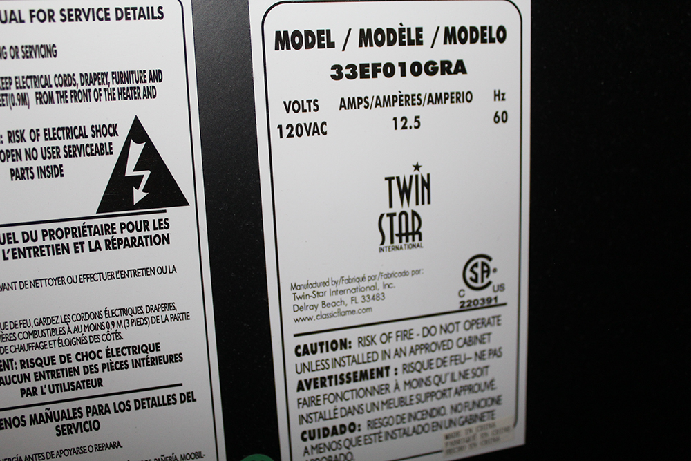 Electric Fireplace by Twin Star