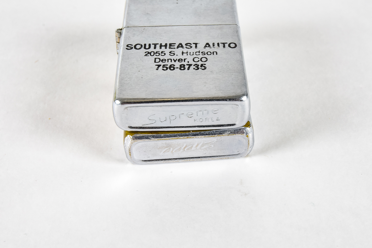 Vintage Metal Match Holder and Zippo Lighter Set