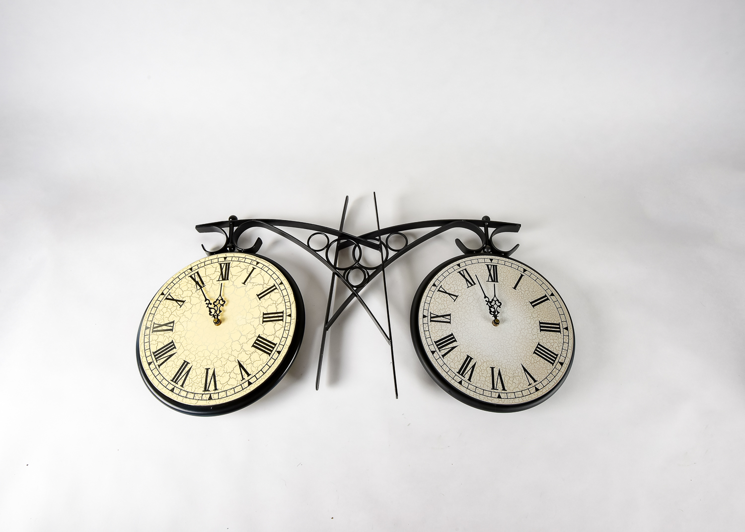 Pair of WallMount DoubleSided Clocks with Brackets EBTH