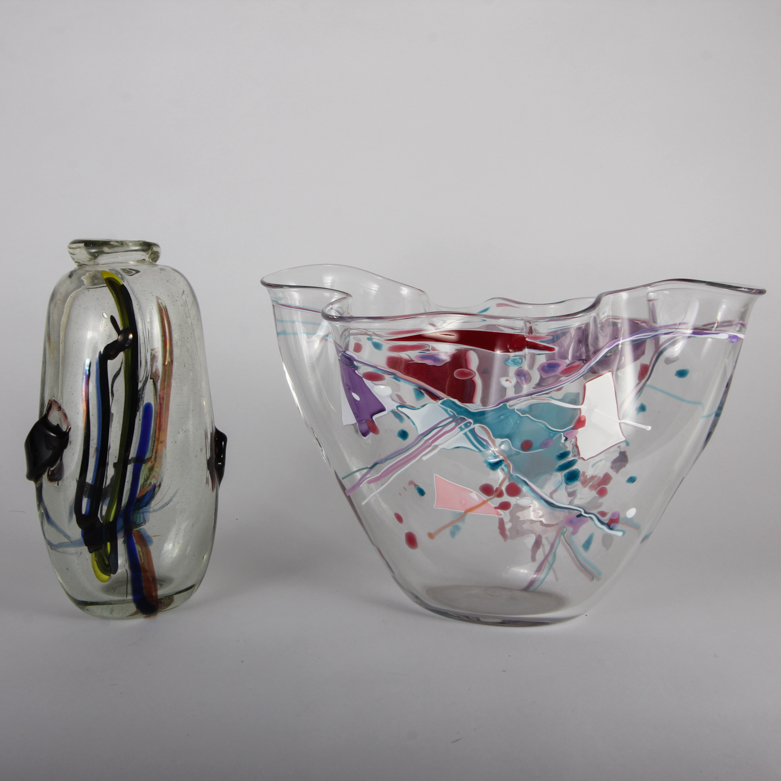Pair of Signed Postmodern Art Glass Vases