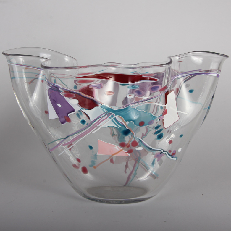 Pair of Signed Postmodern Art Glass Vases