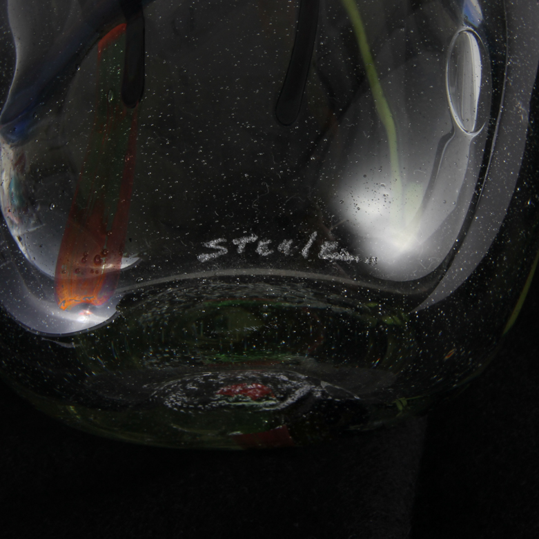 Pair of Signed Postmodern Art Glass Vases