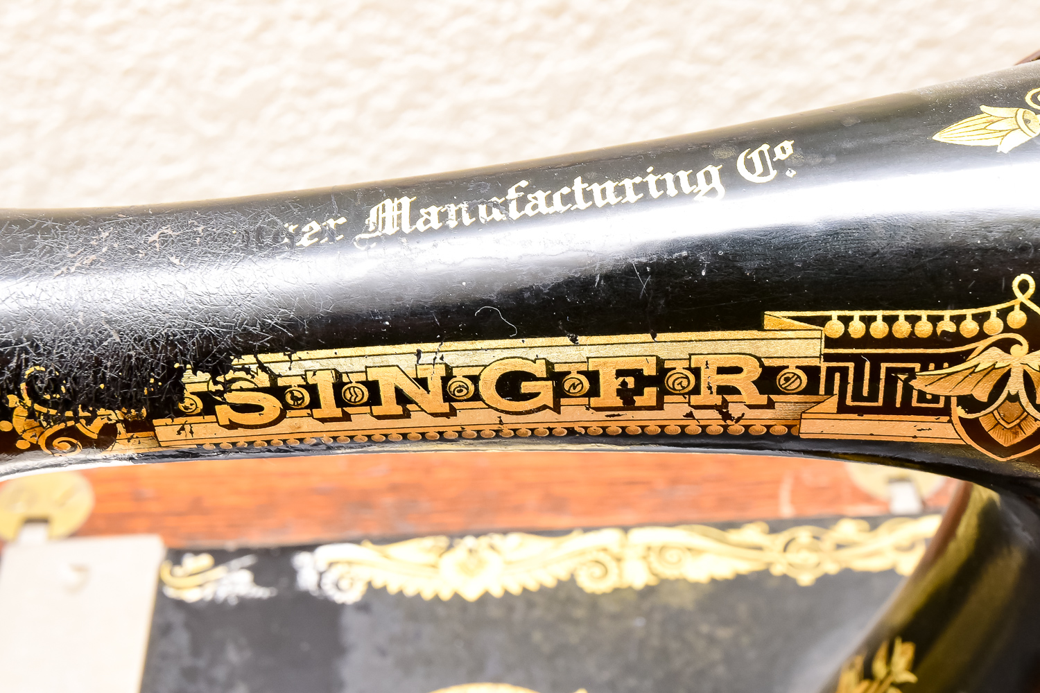 Ornate Antique Singer Sewing Machine and Table