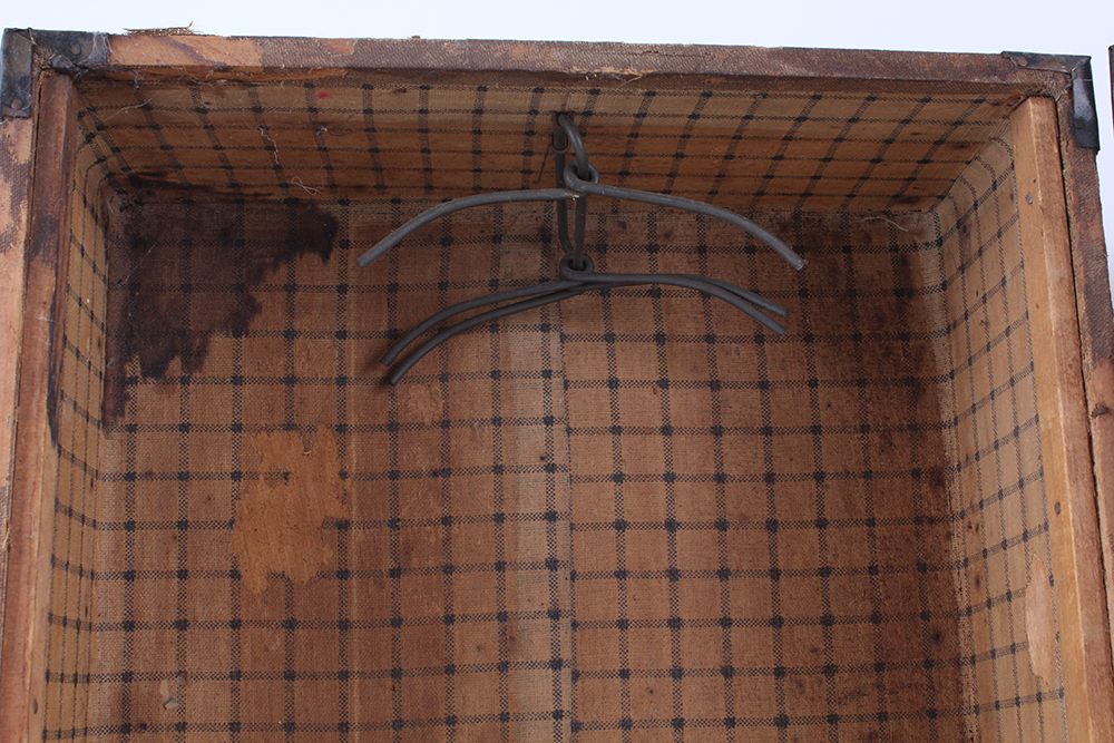 Antique Wooden Doll Trunk with Metal Framing