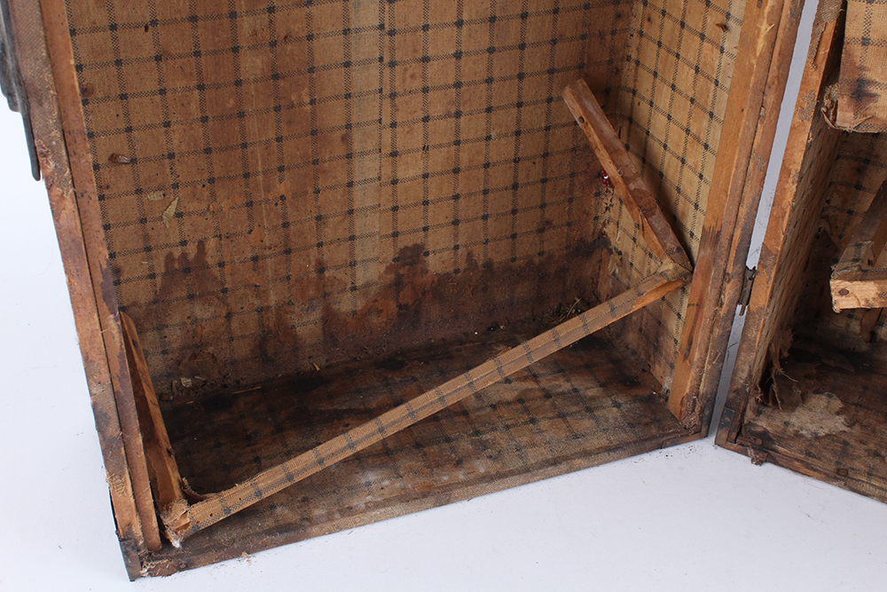 Antique Wooden Doll Trunk with Metal Framing