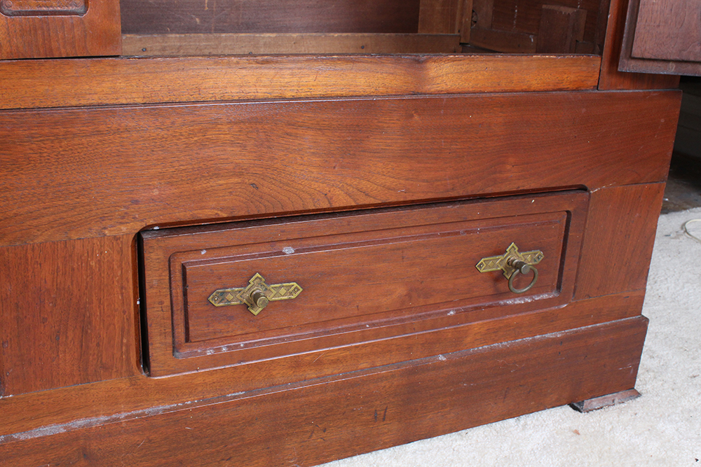 French Empire Walnut Wardrobe with Burled Panels