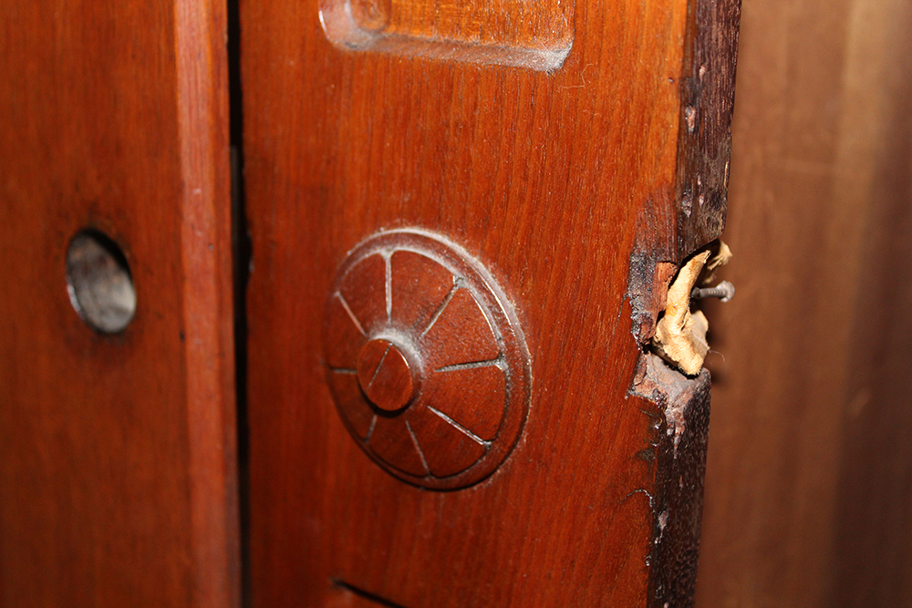 French Empire Walnut Wardrobe with Burled Panels