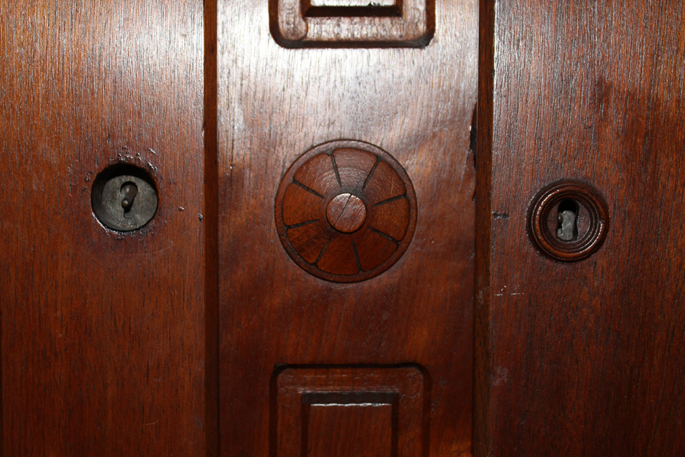 French Empire Walnut Wardrobe with Burled Panels