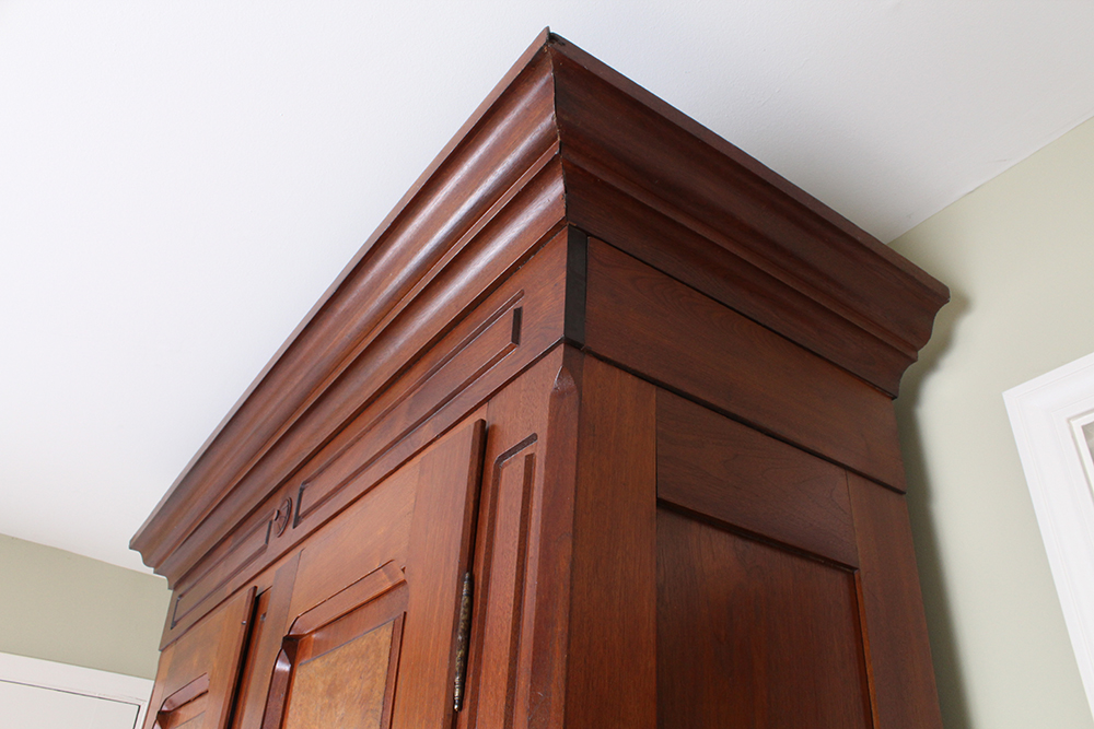 French Empire Walnut Wardrobe with Burled Panels