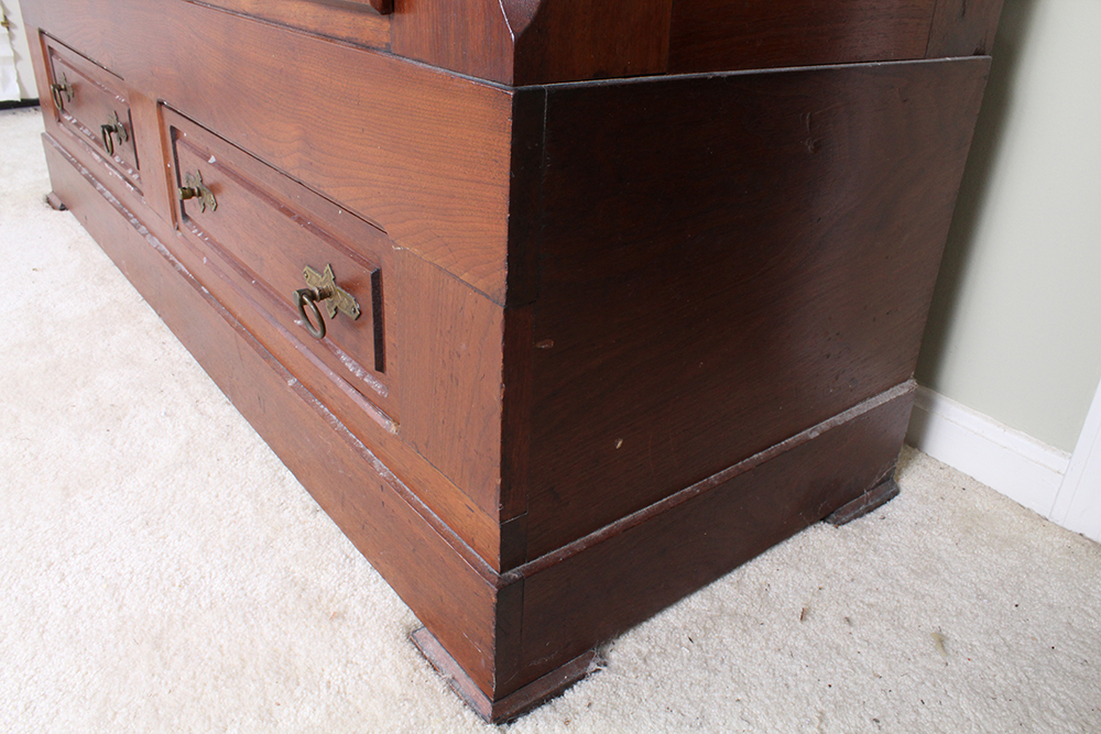 French Empire Walnut Wardrobe with Burled Panels