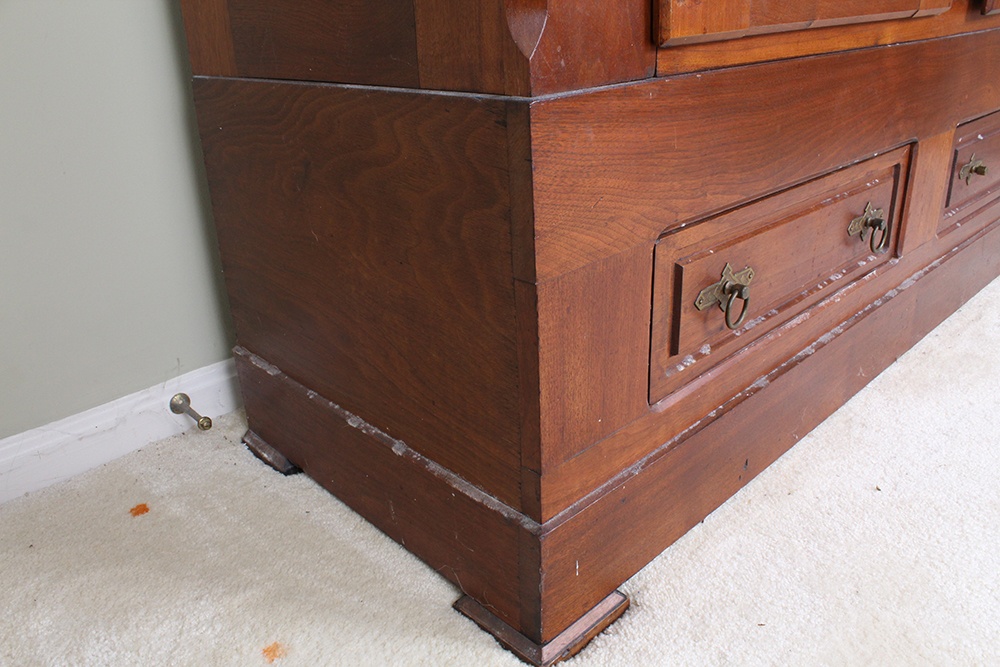 French Empire Walnut Wardrobe with Burled Panels