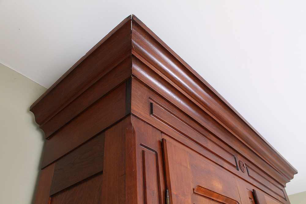 French Empire Walnut Wardrobe with Burled Panels