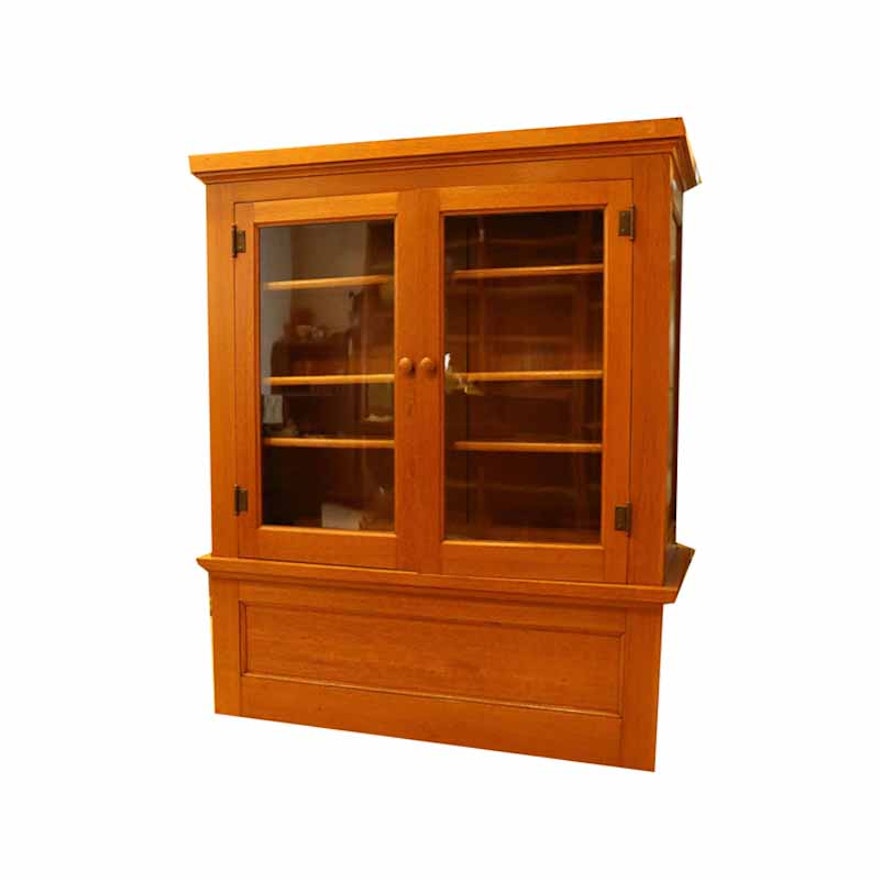 Two Sided Oak Display Cabinet