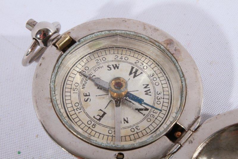 Vintage Silver Tone Compass Made in Japan