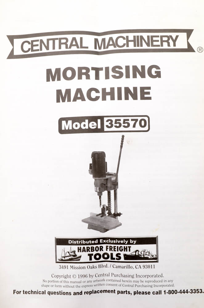 Central Machinery S35570 Mortising Machine Drill
