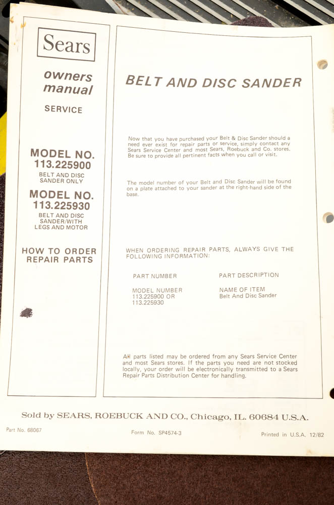 Sears Craftsman Belt and Disc Sander