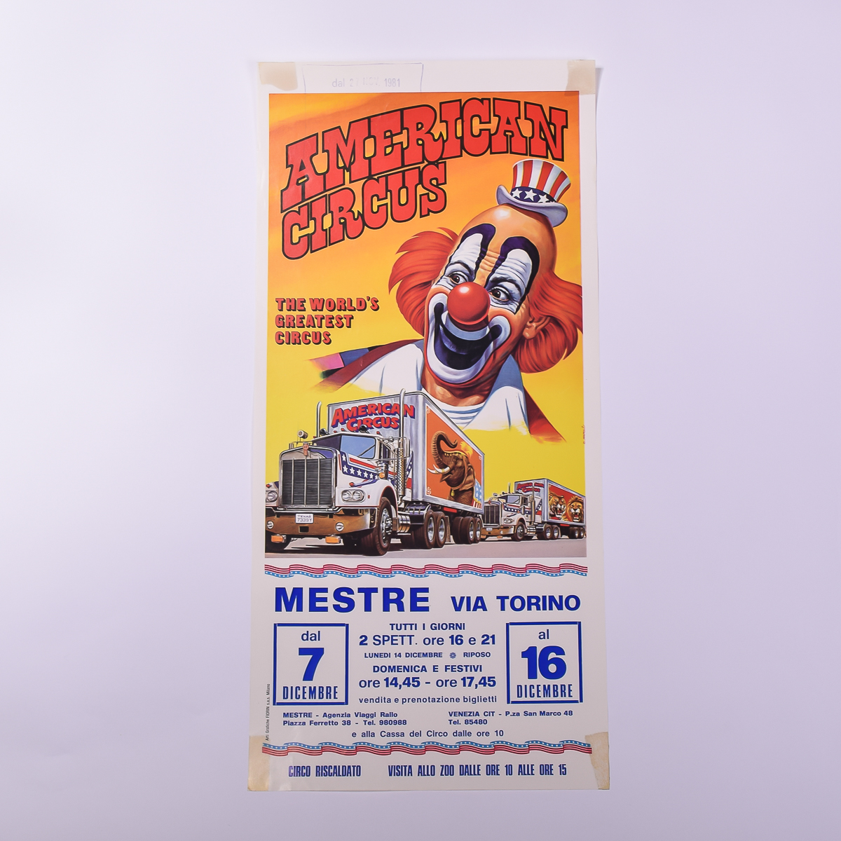 1981 American Circus Comune di Venezia Poster