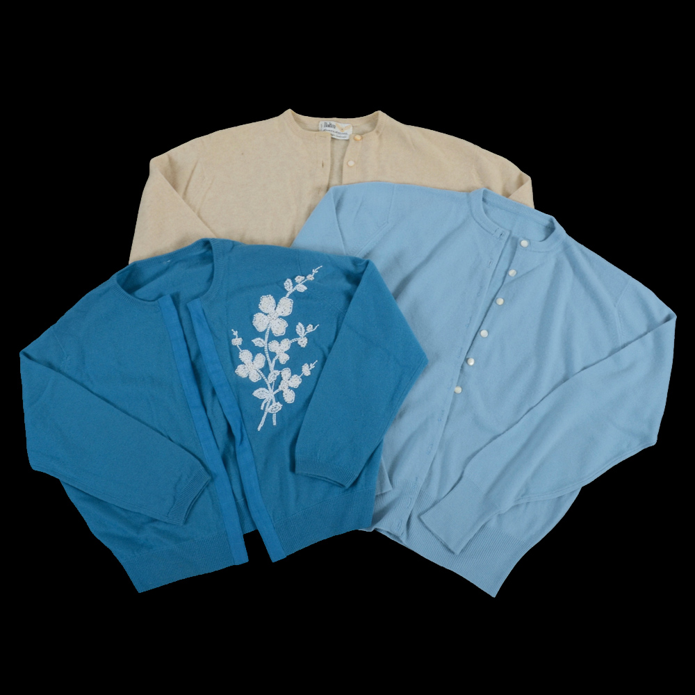 Three Vintage Cashmere Cardigans Including Henry Harris